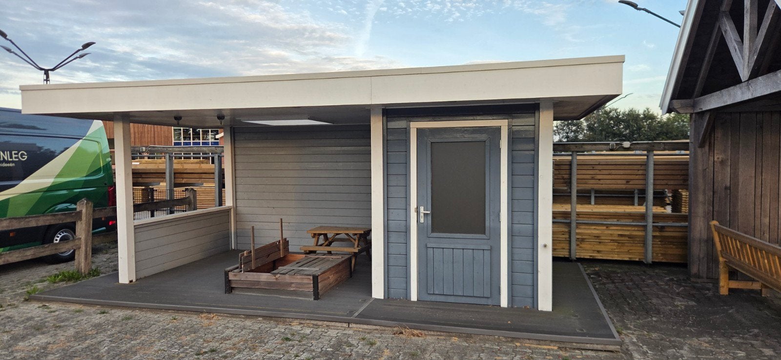 Showmodel Overkapping Plat Dak met Berging 3x3.5m, Ophalen, Zo goed als nieuw, Overige typen