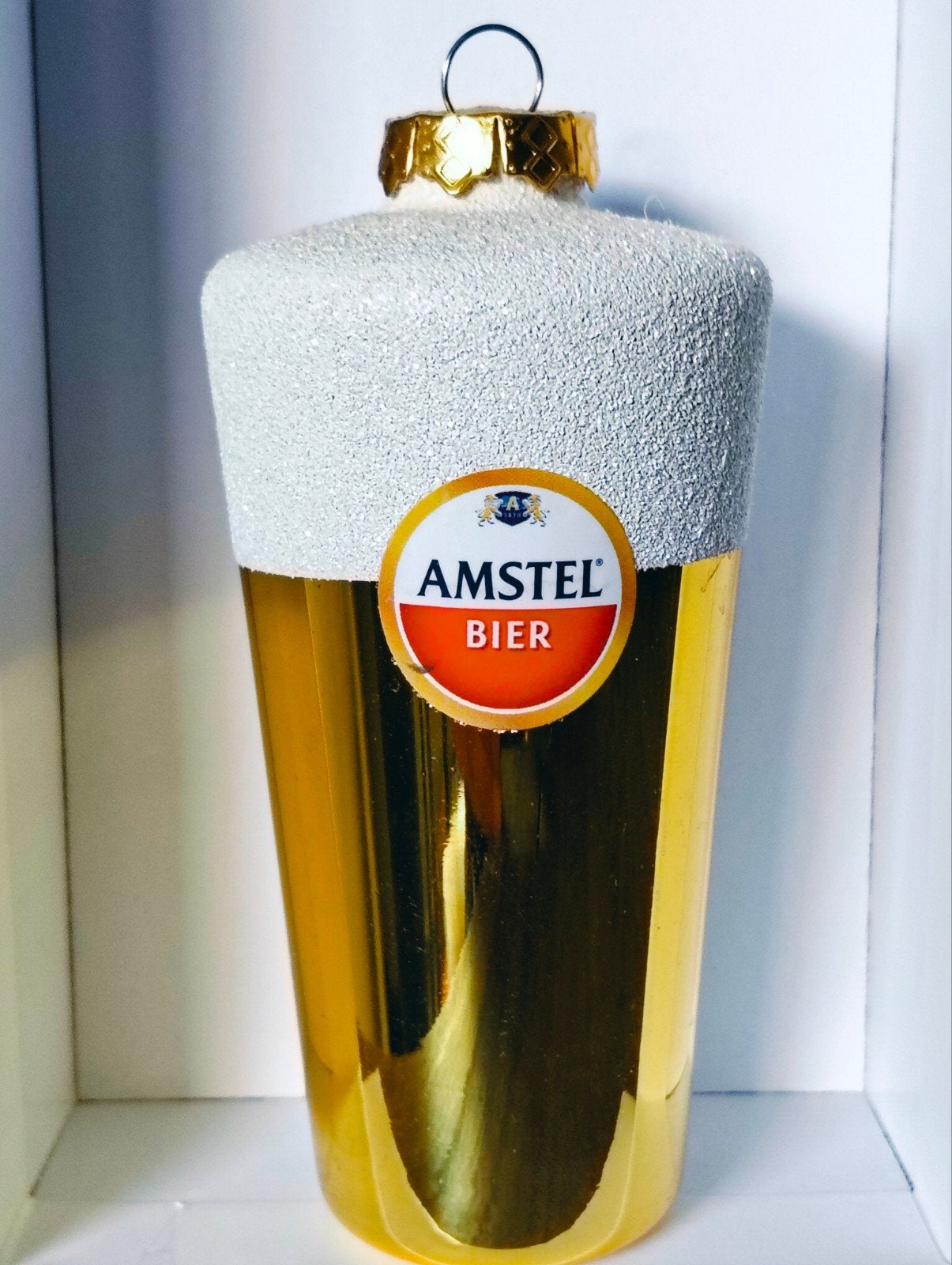 Kersthanger Amstel bier glas, Ophalen of Verzenden, Zo goed als nieuw