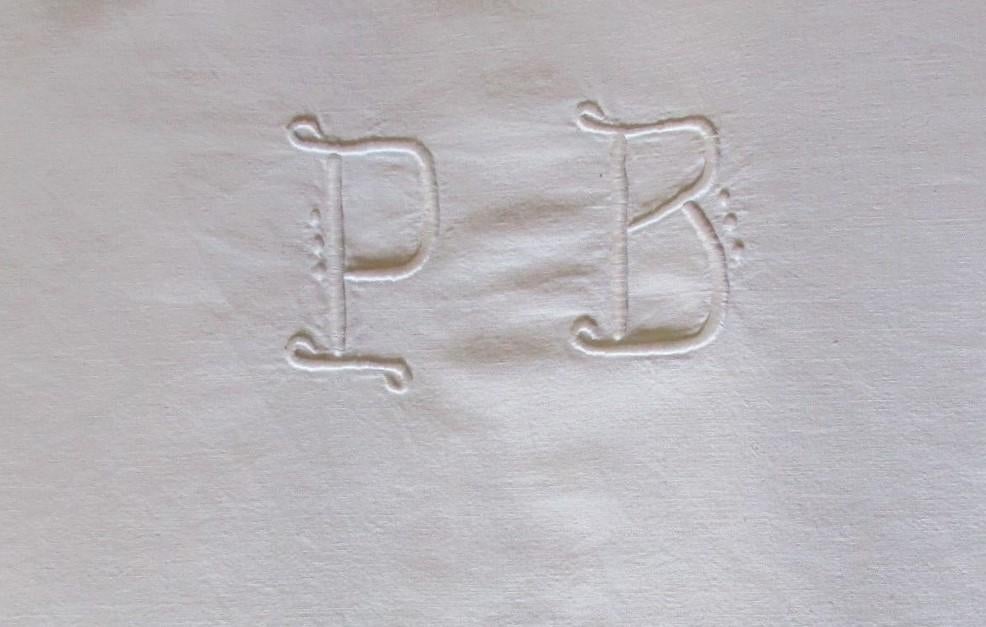 Oud linnen laken monogram PB *Marries*, Verzenden