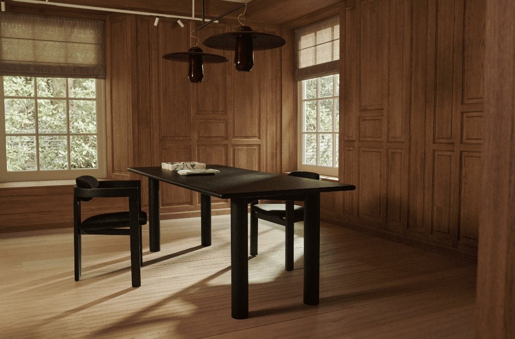 Aime Té Outlet - Rechthoekige Eettafel 180x90 - Zwart Eiken, Gebruikt, Eikenhout, Vijf personen of meer, Luxe, Design, Minimalistisch, Hout, Eiken