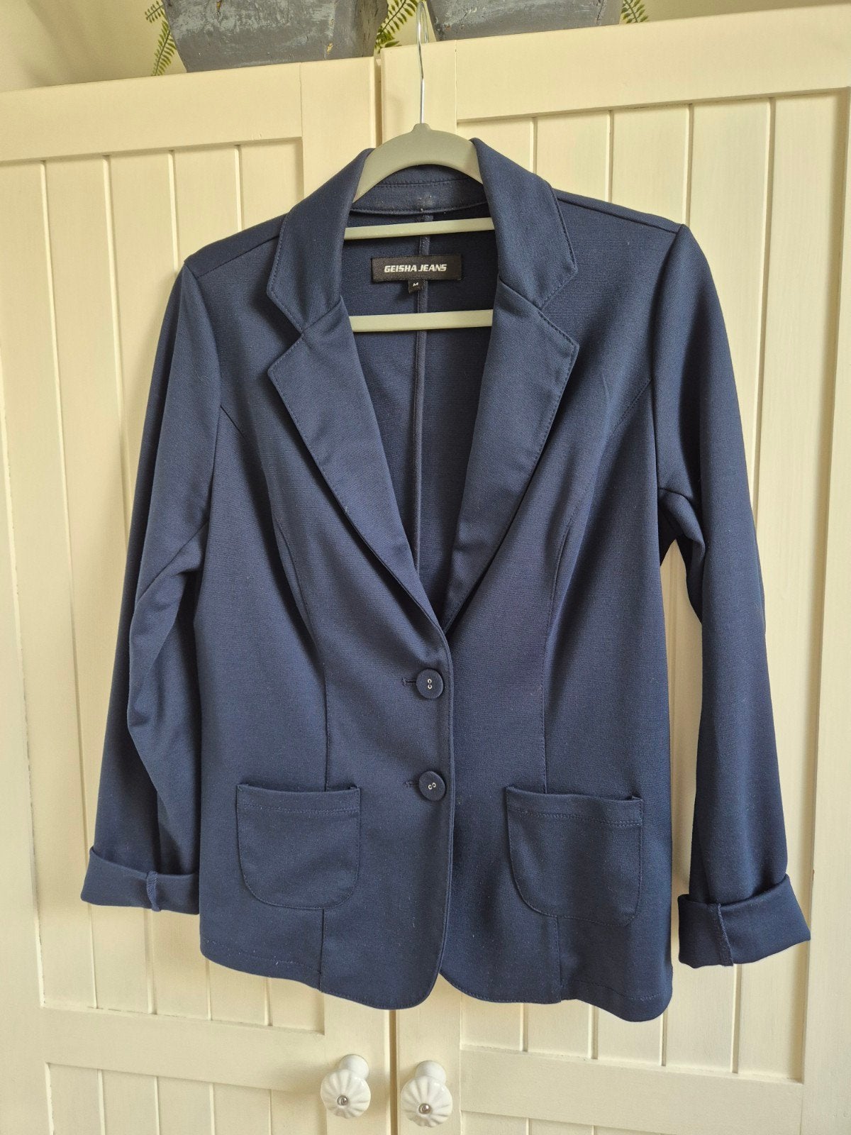 nette blauwe Geisha blazer maat M stretch, Geisha, Blauw, Zo goed als nieuw, Jasje