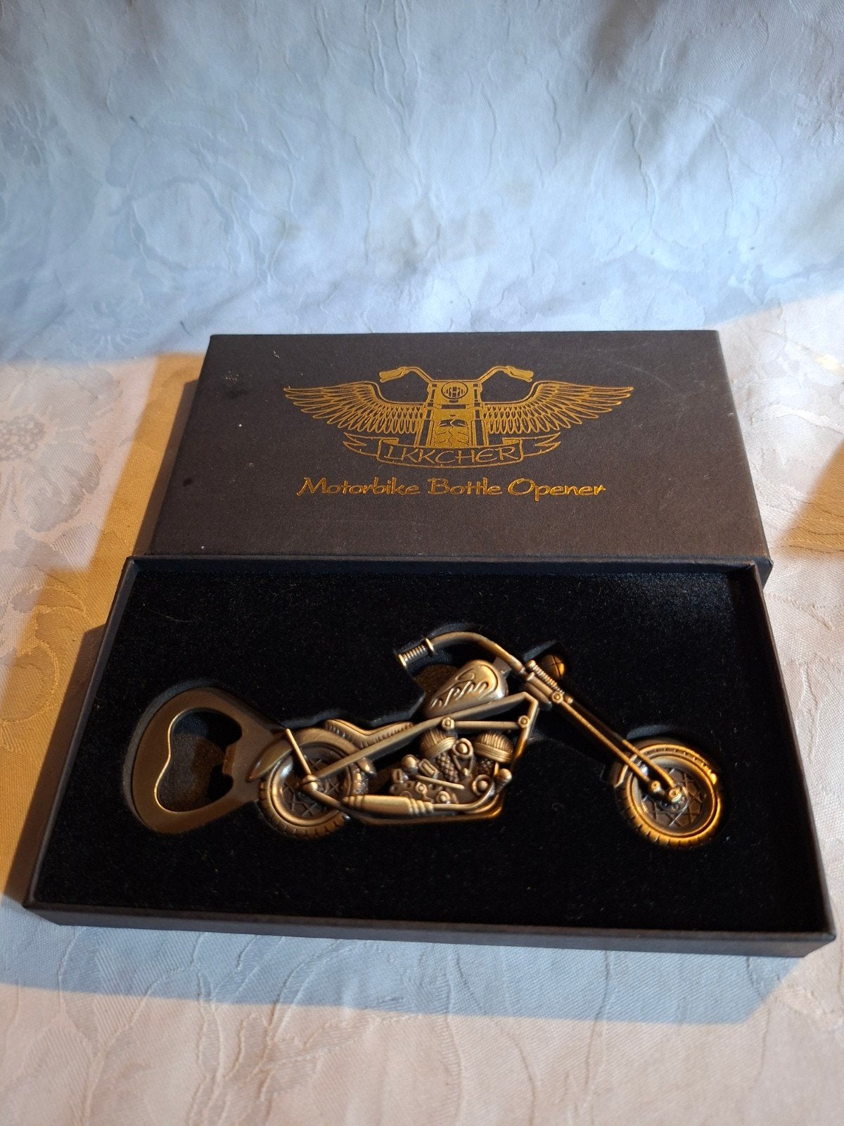 flessenopener motorfiets van brons,in cadeaudoos, Antiek en Kunst, Verzenden