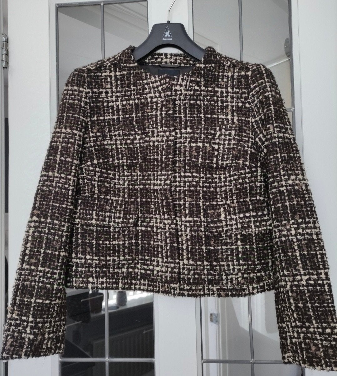 Natan Bouclé Tweed Blazer Bruin-Beige Maat 40 (M), Maat 38/40 (M), Bruin, Ophalen of Verzenden, Gedragen