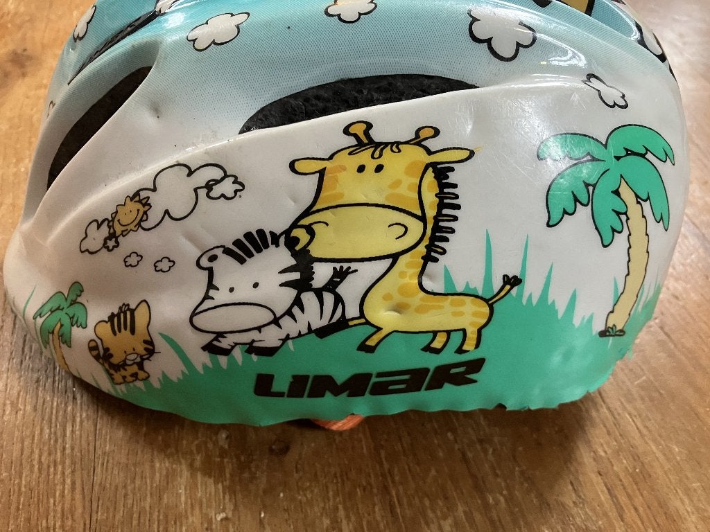 Limar kinderfietshelm met dierenprint, S, Gebruikt, Jongen of Meisje, Ophalen of Verzenden
