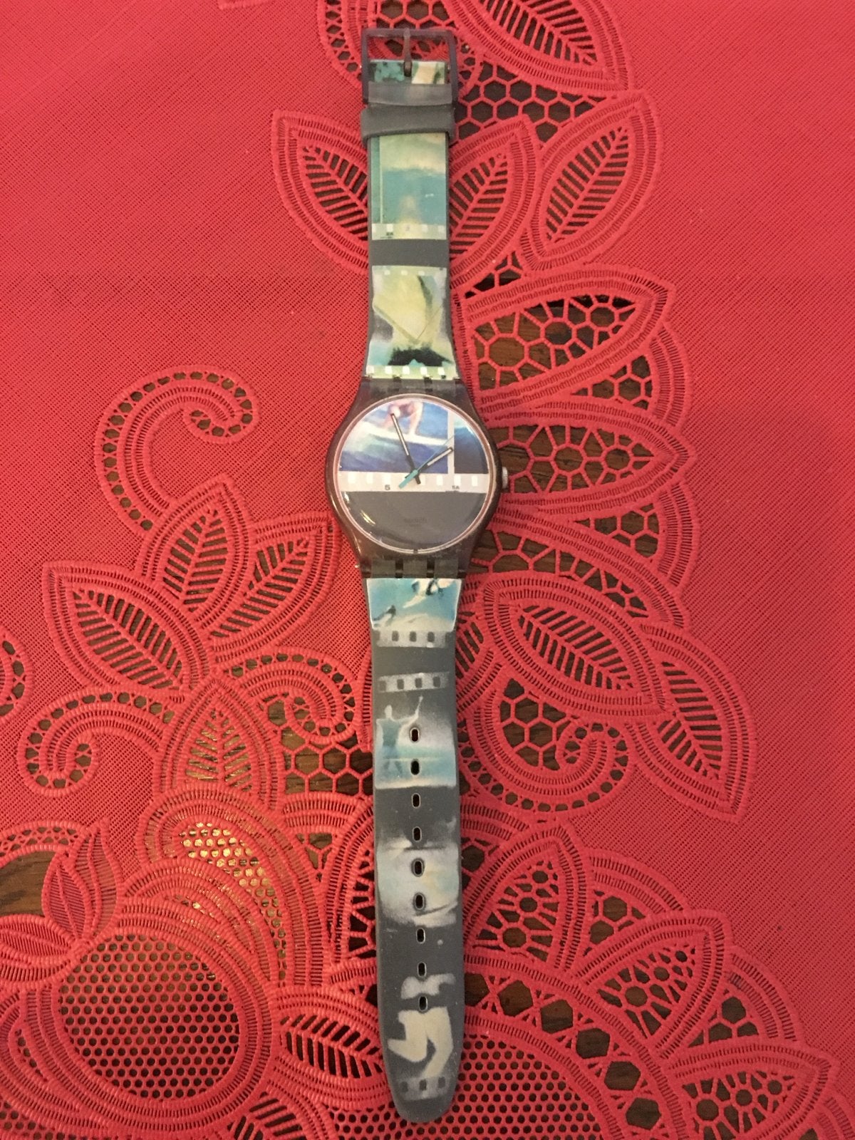 Swatch Polshorloge met uniek filmstrip design, Kunststof, Gebruikt, Polshorloge, Swatch