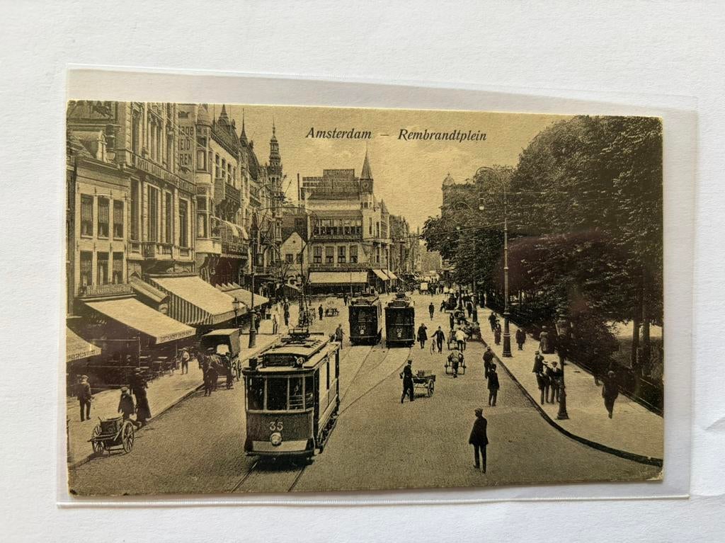 Oude ansichtkaart Amsterdam div Trams, Ophalen of Verzenden, Voor 1920, Noord-Holland