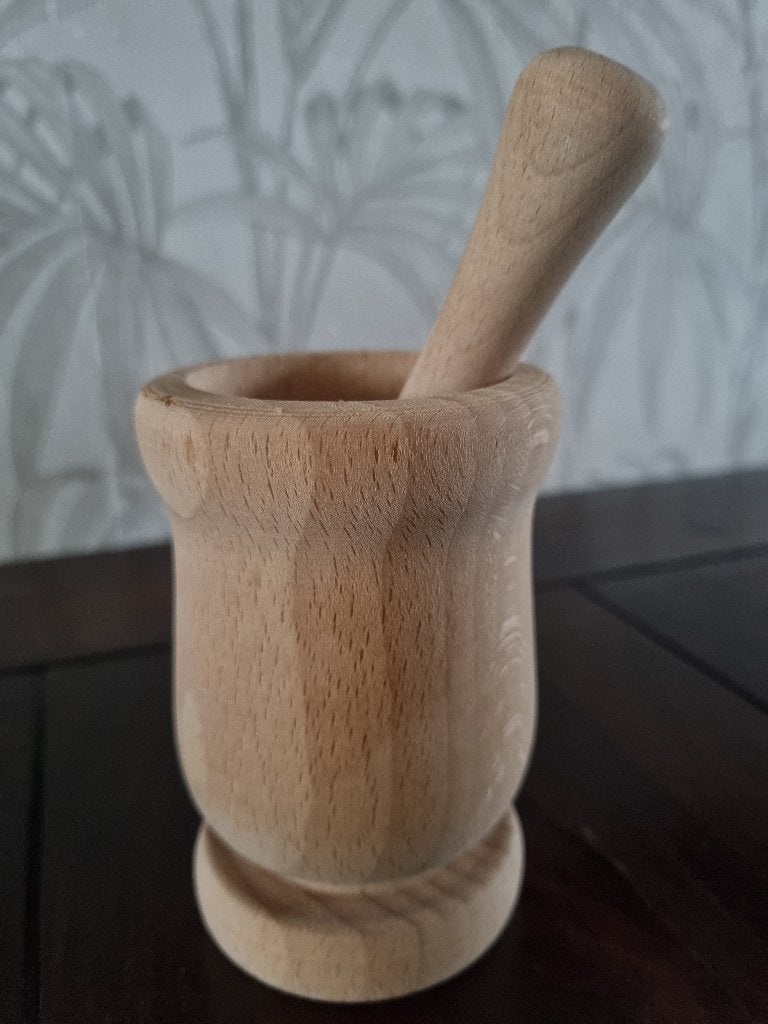 Houten Vijzel met Stamper., Huis en Inrichting, Keuken | Keukenbenodigdheden, Overige typen, Hout, Geel, Nieuw