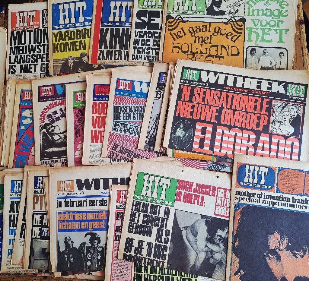 set 38 ex. HITWEEK 1966/1967  beat-hippy-willem de ridder, Verzamelen, Ophalen of Verzenden, Gebruikt, Boek, Tijdschrift of Artikel