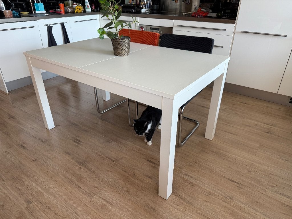 IKEA witte uitschuifbare tafel, Ophalen, Gebruikt, 100 tot 150 cm, 50 tot 100 cm