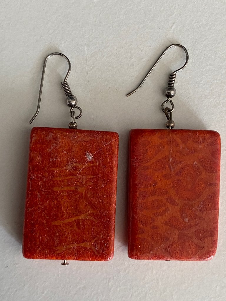Vintage sponskoraal hang Oorbellen zgan, Overige materialen, Hangers, Ophalen of Verzenden, Zo goed als nieuw