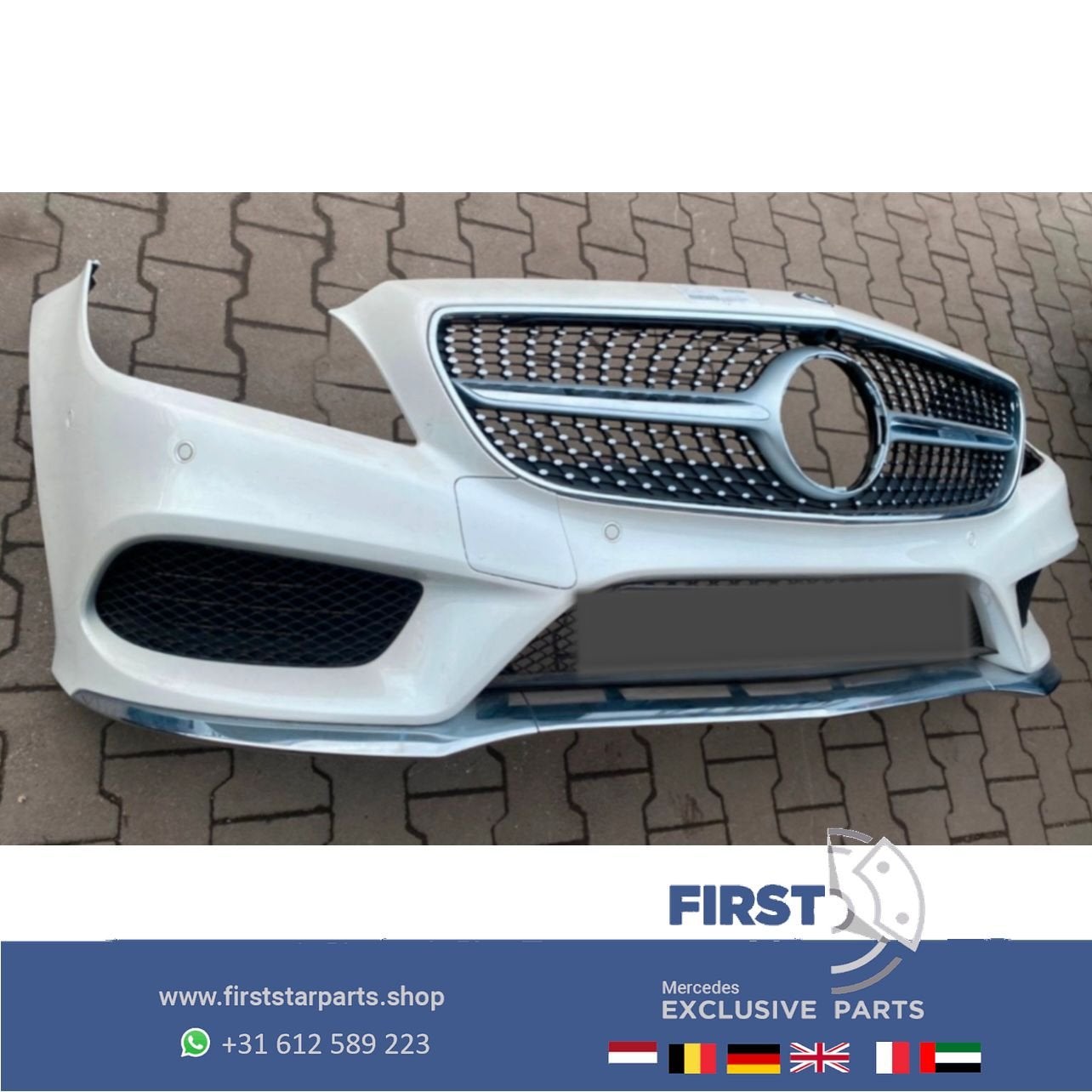 W218 FACELIFT CLS AMG VOORBUMPER COMPLEET + DIAMOND GRIL 201, Gebruikt, -, Voor, Ophalen of Verzenden
