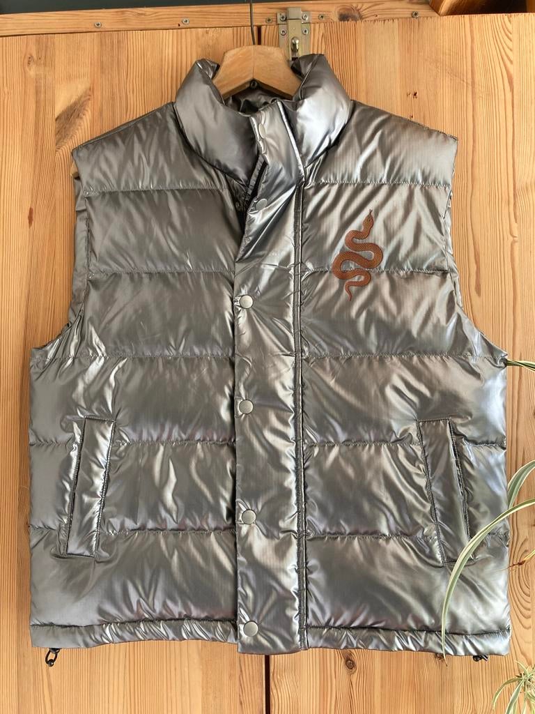 Pearl River Bodywarmer Zilver met Draak Print, Kleding | Dames, Bodywarmers, Ophalen of Verzenden, Zo goed als nieuw, Maat 38/40 (M)