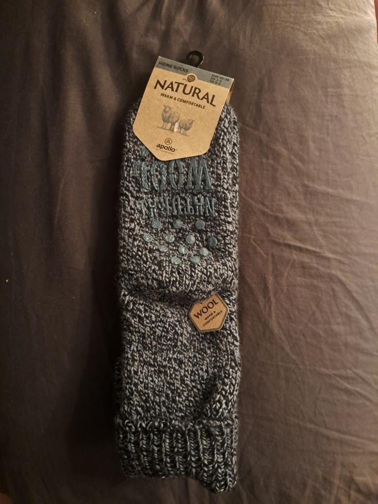 Wollen pantoffel sokken, Ophalen of Verzenden, Nieuw, Overige maten, Blauw