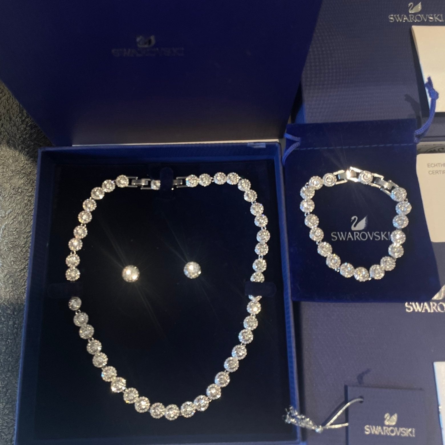 Swarovski Sieradenset: Ketting, Armband & Oorbellen, Sieraden, Tassen en Uiterlijk, Met kristal, Overige materialen, Ophalen of Verzenden