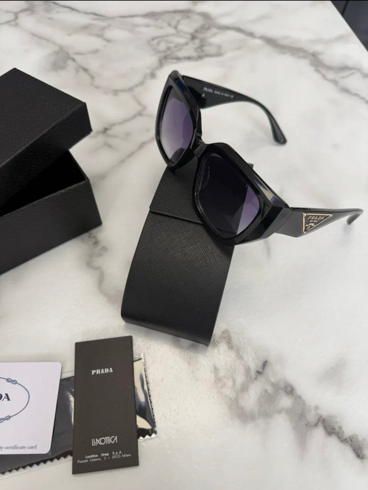 Grote prada zonnebril nieuw unisex, Zonnebril, Prada, Zwart, Nieuw