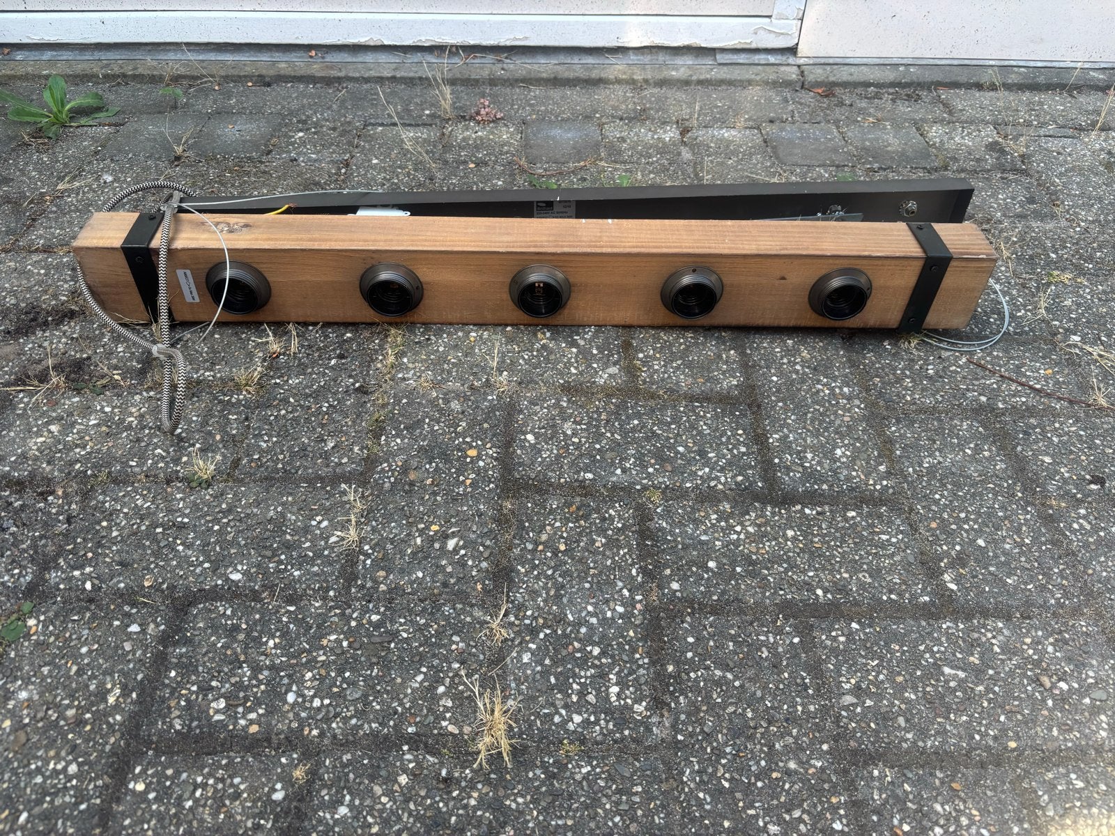Houten spotbalk met 5 spots - Brilliant, Ophalen, Overige lichtbronnen, Overige fittingen, Brilliant
