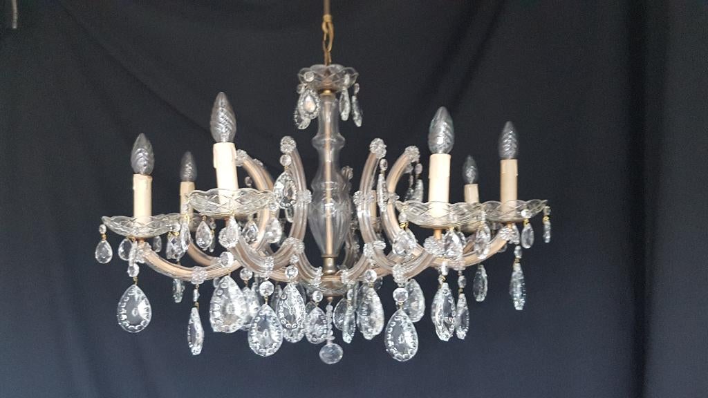 8 arms Maria Theresia kroonluchter, Ophalen, Gebruikt, Glas