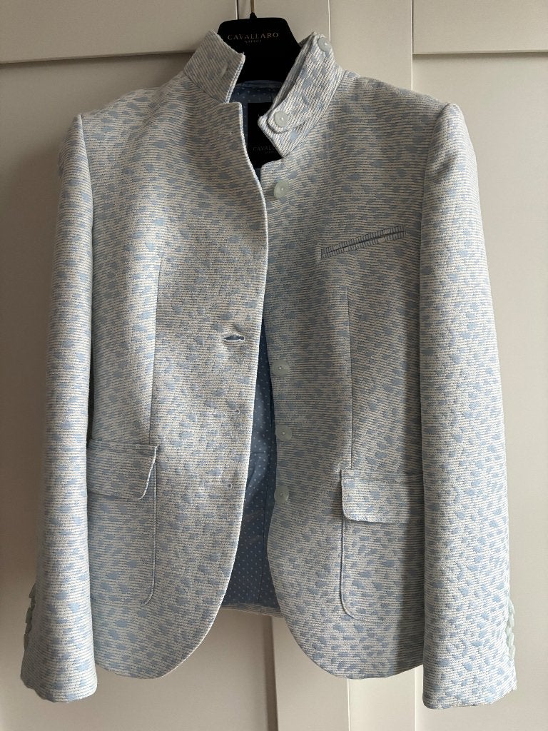 Dames blazer Cavallaro Napoli lichtblauw-wit, maat 38, Kleding | Dames, Overige kleuren, Jasje, Gedragen, Ophalen