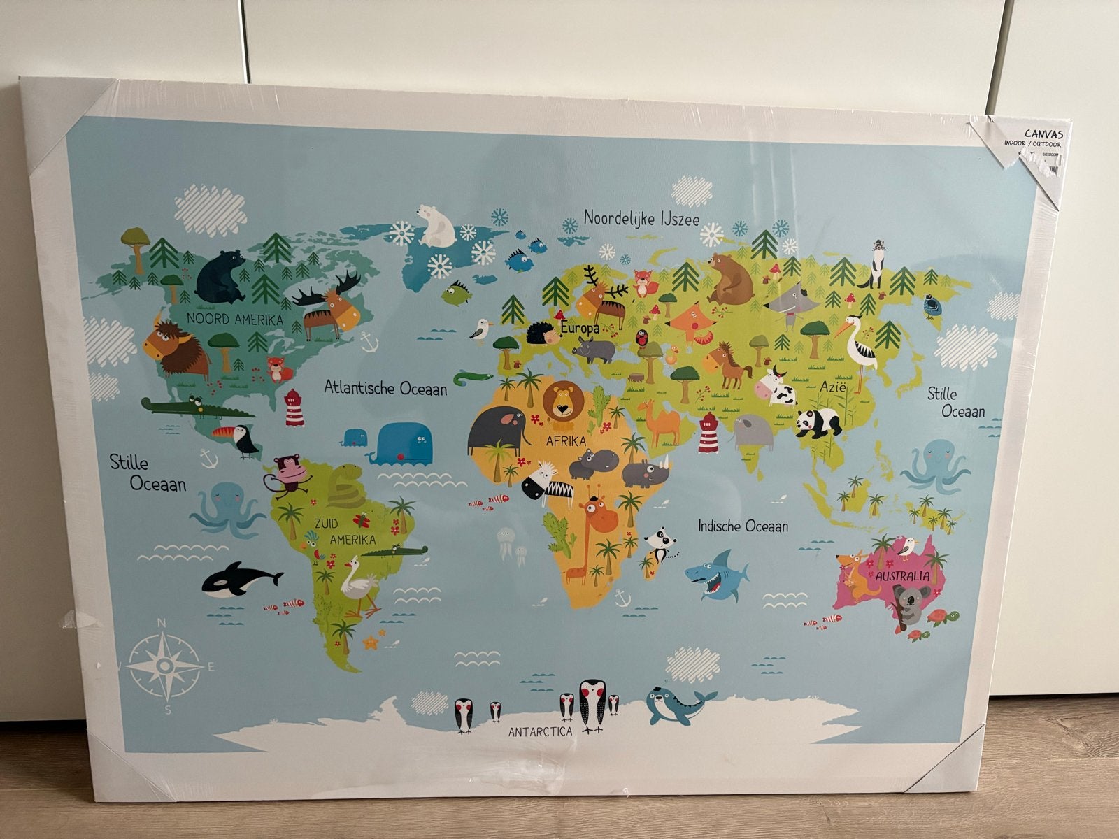 Wereldkaart Canvas voor Kinderkamer - Educatief & Kleurrijk, Ophalen, Nieuw, Wanddecoratie
