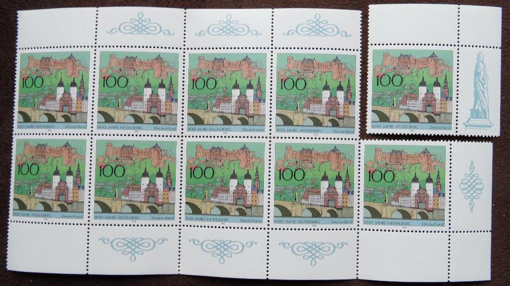 Postzegelvel Duitsland 800 jaar Heidelberg, Ophalen of Verzenden, 1990 tot heden, Postfris
