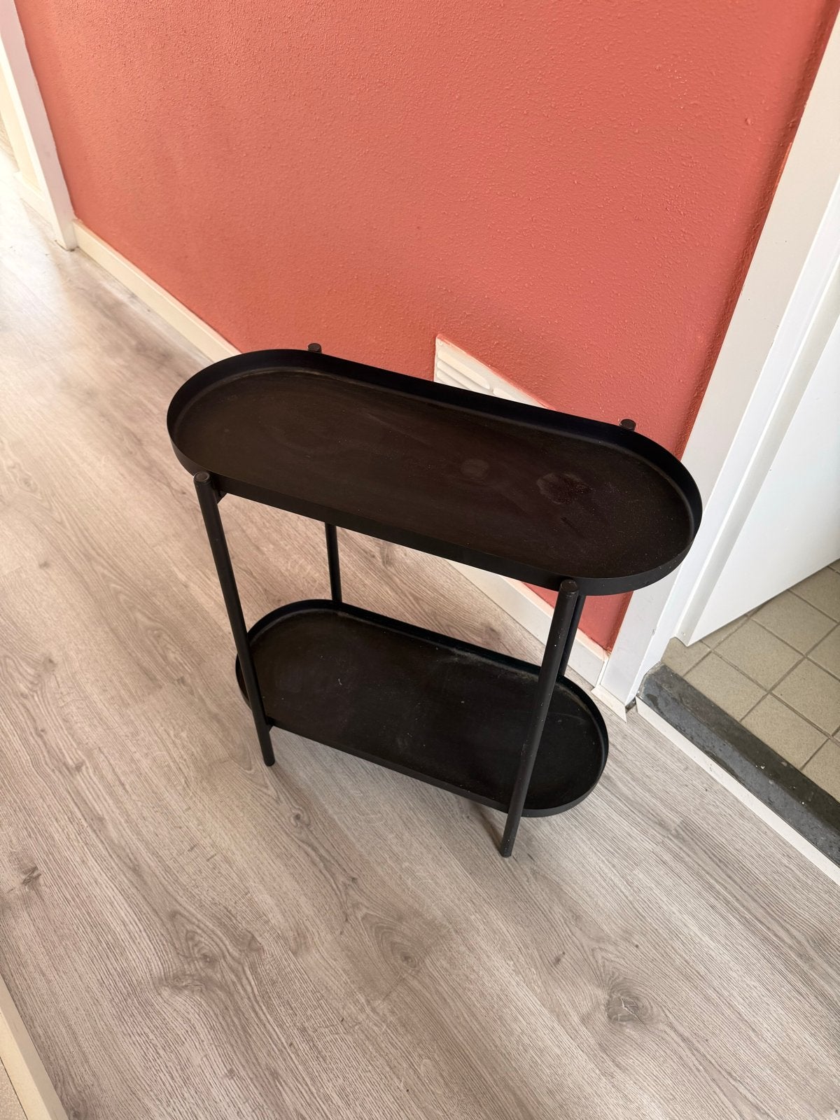 Planten tafeltje, Huis en Inrichting, Tafels | Bijzettafels, Minder dan 55 cm, Gebruikt, Metaal of Aluminium, Ovaal