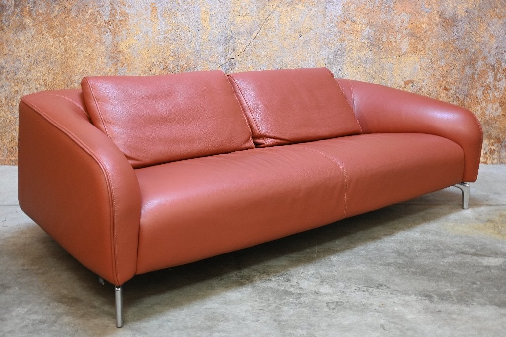 ZGANieuw! fraaie leren Leolux Elias design bank, Leolux, Leolux, Driepersoons, 75 tot 100 cm