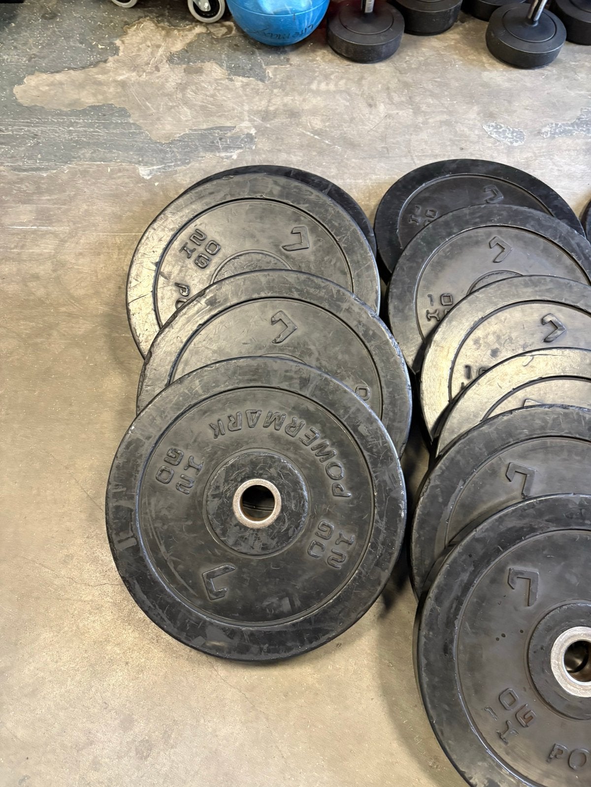 170 kg bumperplates Olympische halter schijven 50 mm, Sport en Fitness, Halterschijven, Gebruikt, 170 kg, Bumperplates