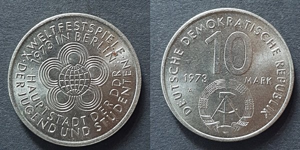 DDR 10 Mark 1973 Weltfestspiele, Verzenden, Duitsland