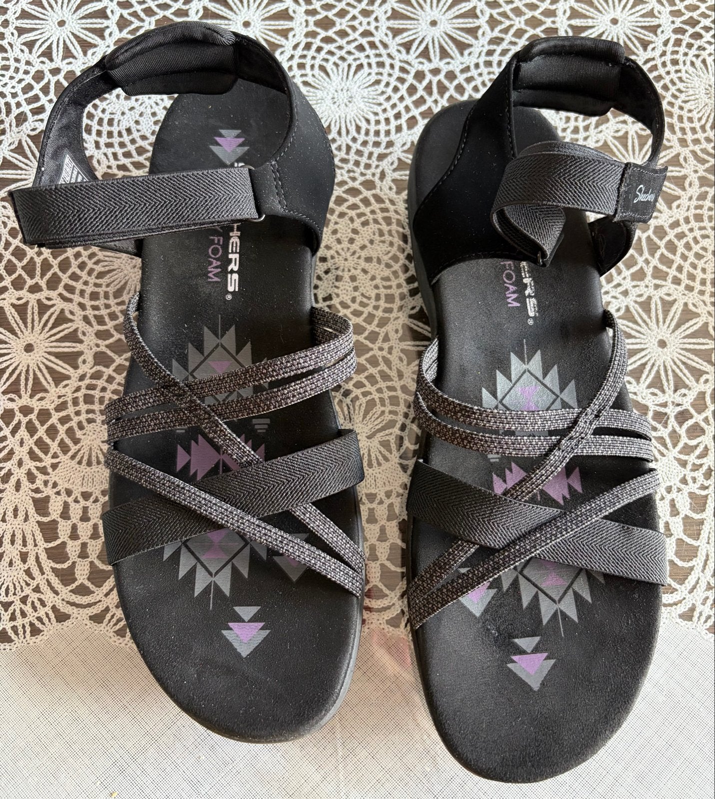 Skechers sandalen - Zo goed als nieuw, Ophalen of Verzenden, Zo goed als nieuw, Zwart, Sandalen of Muiltjes