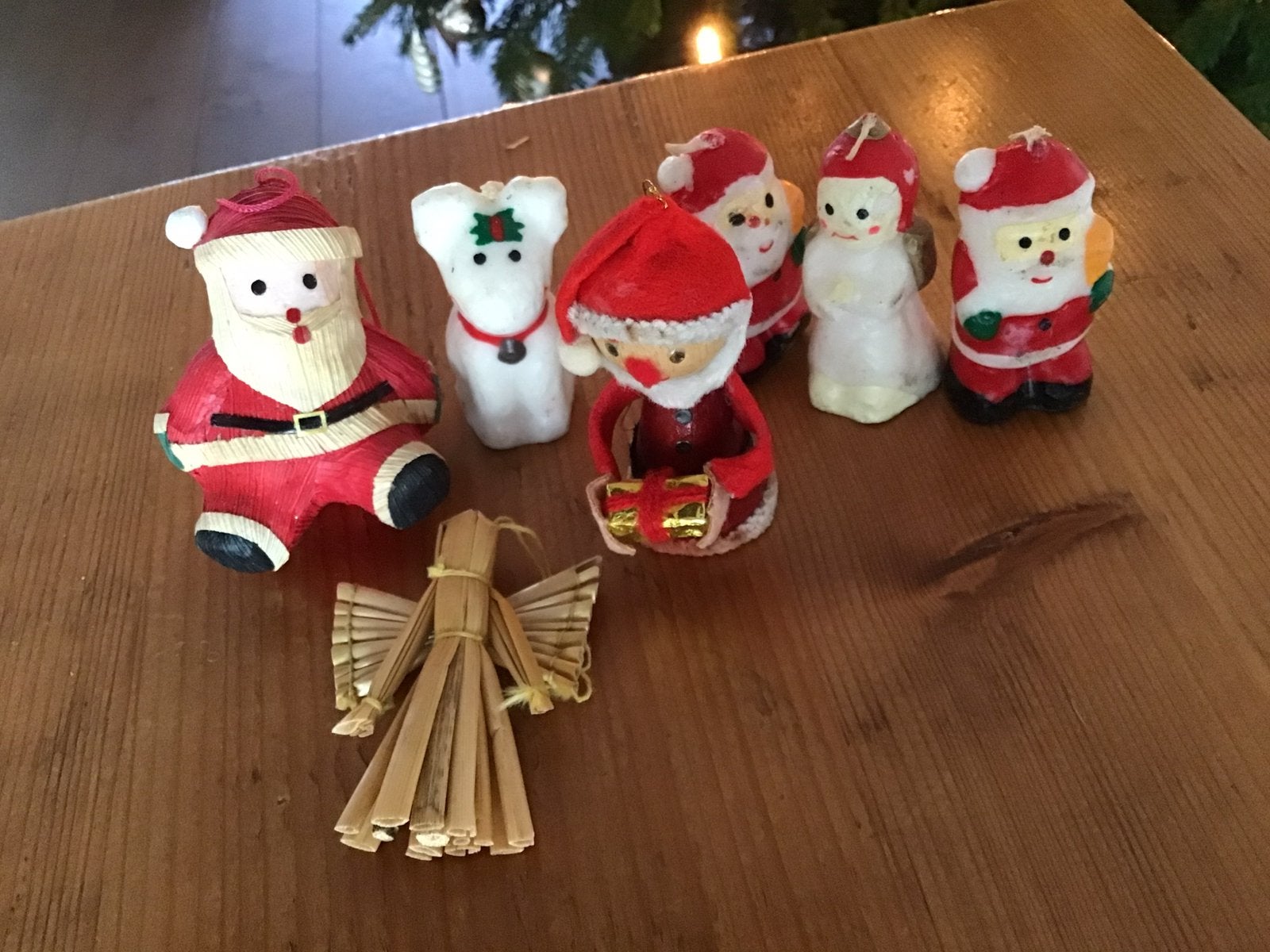 Lot vintage kerstfiguurtjes kaarsjes kerstmannetje engeltje, Ophalen of Verzenden, Gebruikt