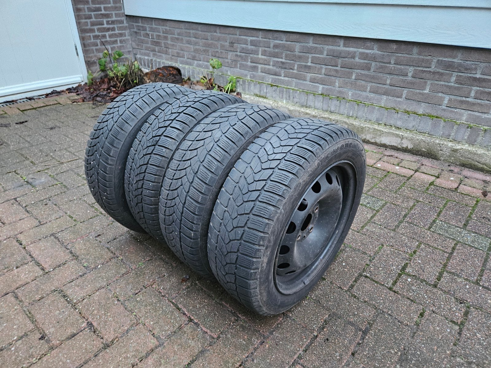 Winterbanden met stalen velgen voor Fiat 500 (185/55R15), Ophalen, Gebruikt, 15 inch, Banden en Velgen