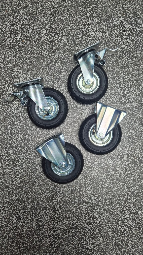 Nieuw! Set Bok- en Zwenkwielen met rem (Luchtbanden, 200 mm), Ophalen of Verzenden, Nieuw