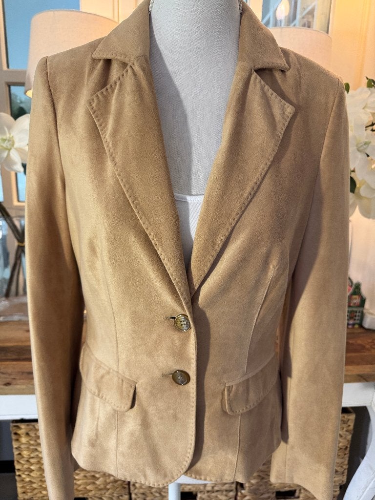 Nieuw, Camel-Beige, kunst-suède jasje Stroke, 38/M., Kleding | Dames, Jasjes, Kostuums en Pakken, Maat 38/40 (M), Verzenden, Beige