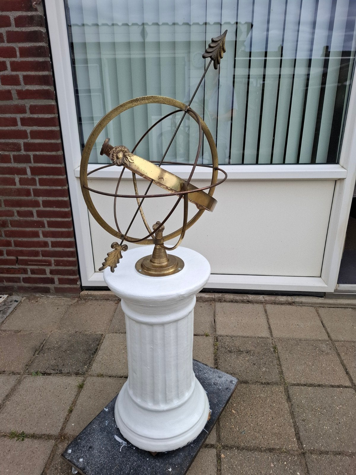 Antieke Zonnewijzer met  Sokkel - Tuindec     oratie, Antiek en Kunst, Ophalen of Verzenden