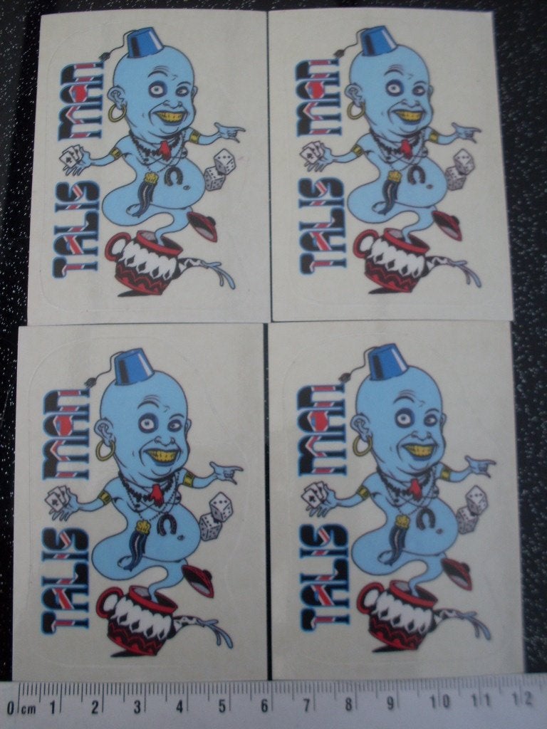 4x panini sticker talis man wens spook geluk dobbelstenen, Verzenden, Zo goed als nieuw, Strip of Tekenfilm