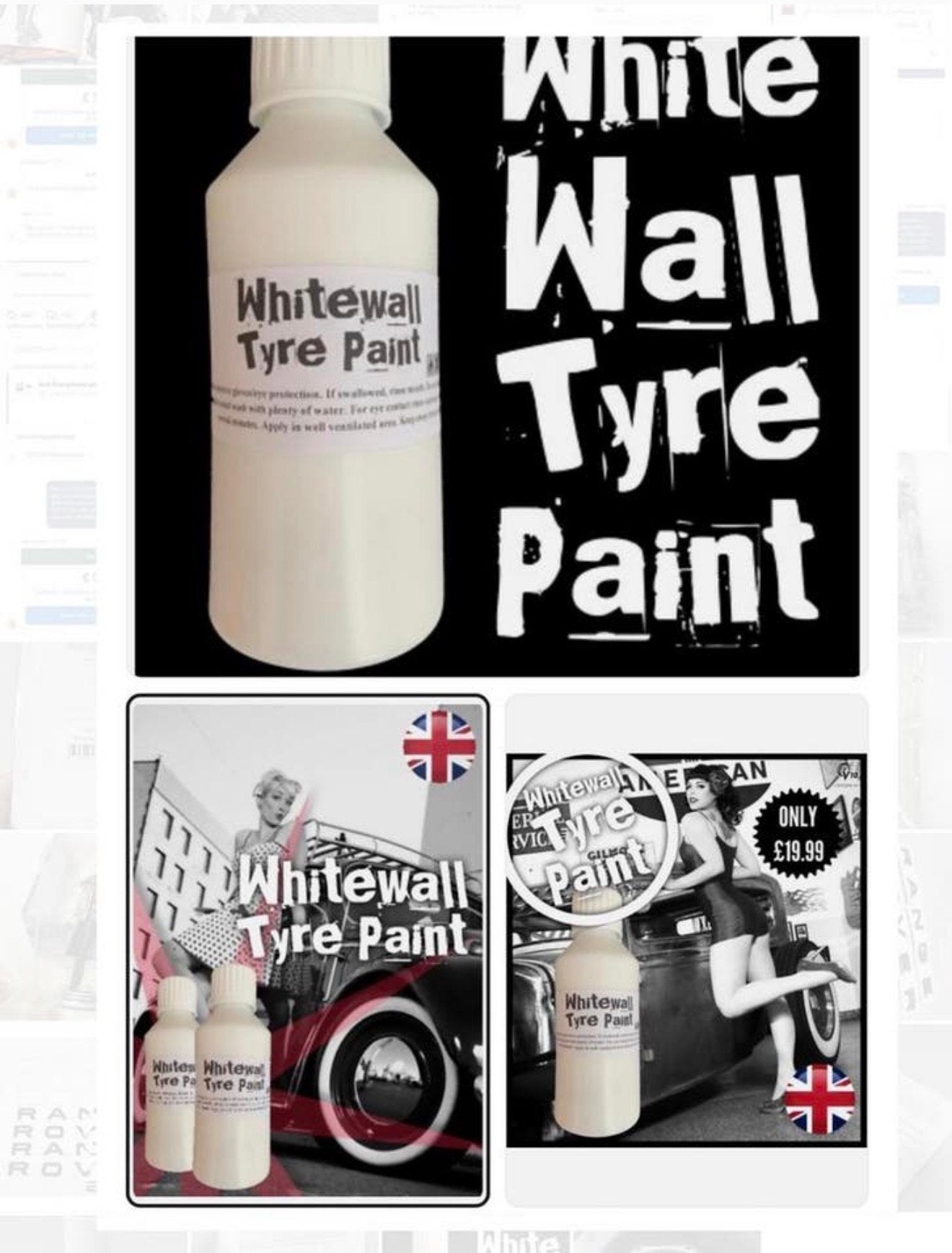 Whitewall Bandenverf 250ml Witte Banden Rand Tekst lak Verf, Ophalen of Verzenden, H, H, H