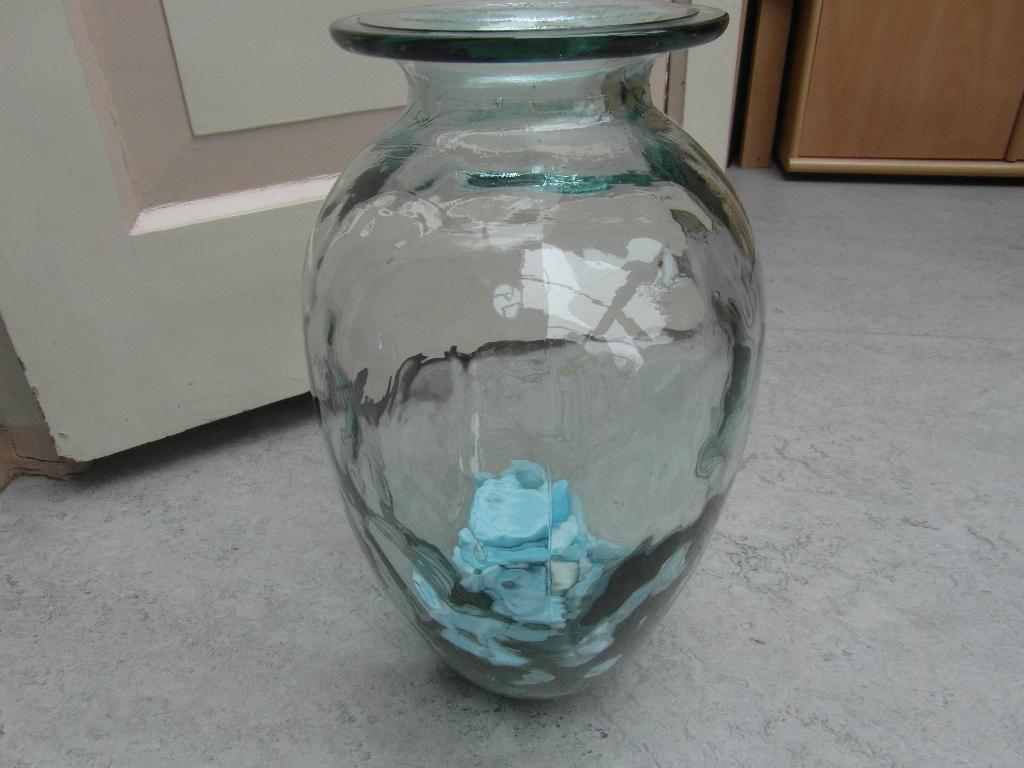 grote maat vaas voor decoratie, met zgn kraag in gewolkt gla, Overige kleuren, Ophalen of Verzenden, Minder dan 50 cm, Glas