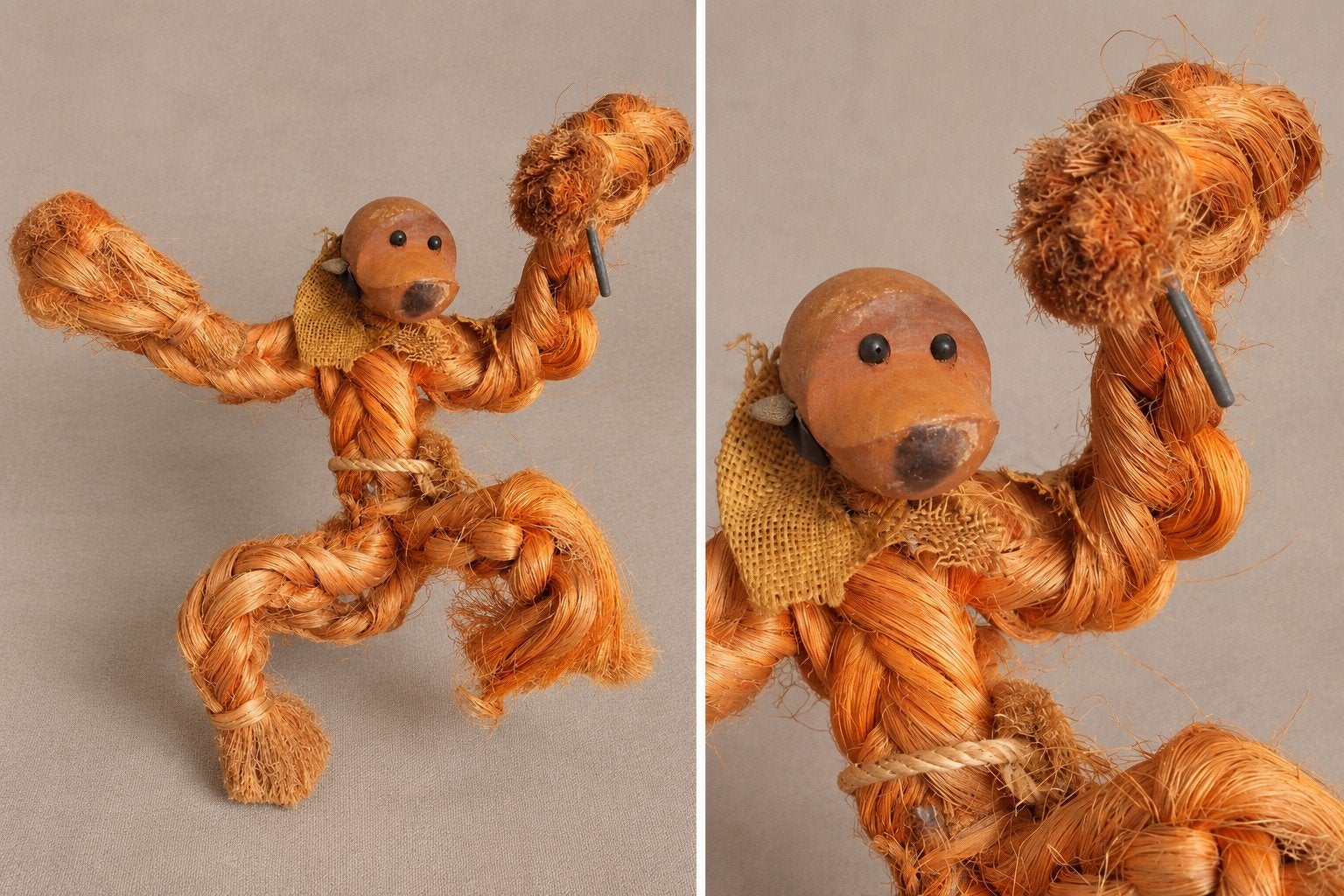 Vintage handgemaakte aap van touw – decoratief, Antiek en Kunst, Ophalen of Verzenden
