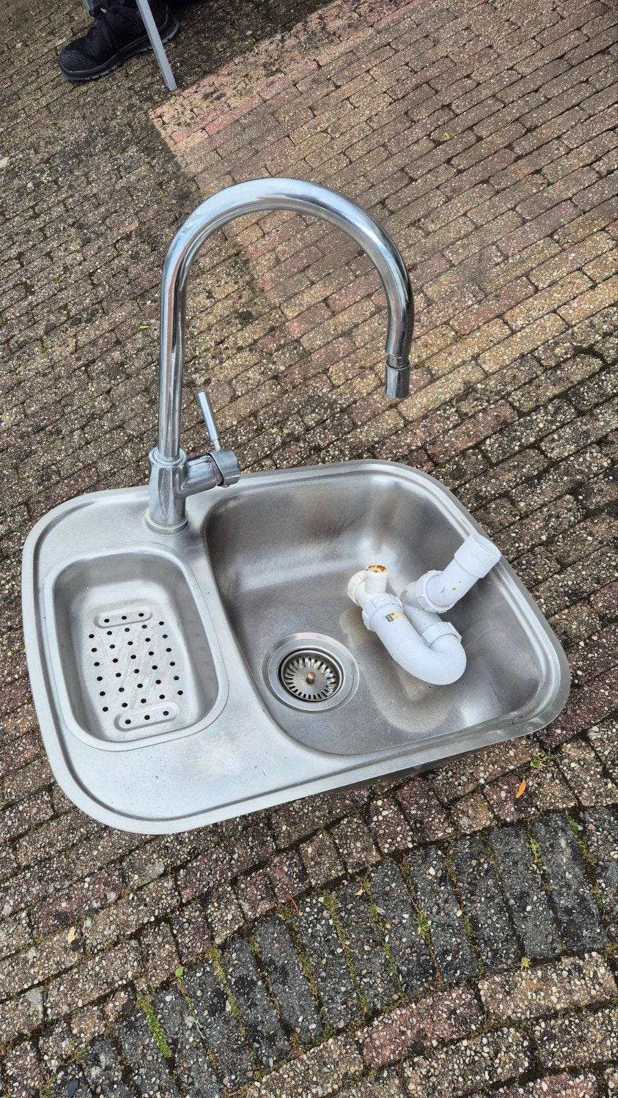 Teab RVS Spoelbak met Kraan en Afvoer, Ophalen, Gebruikt, Rvs, Wastafel
