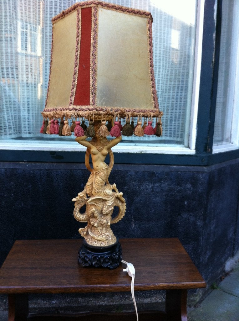 Tafellamp, hand bewerkt; voet bijzonder materiaal, Vishnu,, Huis en Inrichting, Lampen | Tafellampen, Overige typen, Gebruikt