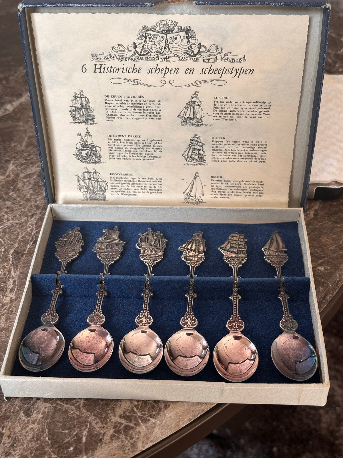 Vintage Nederlandse Schepen Lepeltjes Set - Heinrich Hooikaa, Ophalen of Verzenden