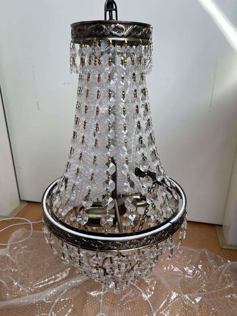 Set van 2 Nieuwe Kroonluchters/Hanglampen - Groot & Klein, Ophalen of Verzenden, Nieuw, Glas
