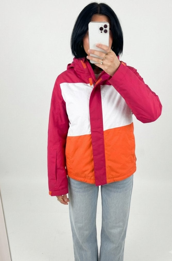 Crivit Sports ski-jas roze/oranje/wit - Maat 164, Kleding | Dames, Wintersportkleding, Verzenden, Gedragen, Maat 46/48 (XL) of groter