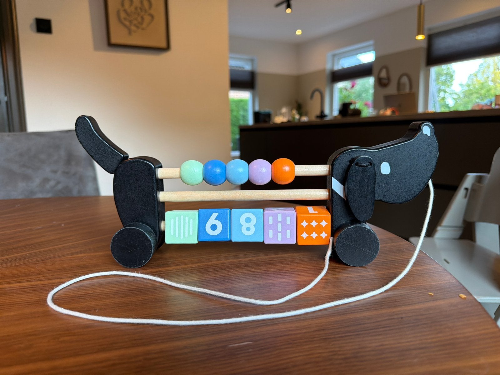 Houten Takkie speelgoed met kralen en cijfers, Ophalen, Zo goed als nieuw, Jongen of Meisje