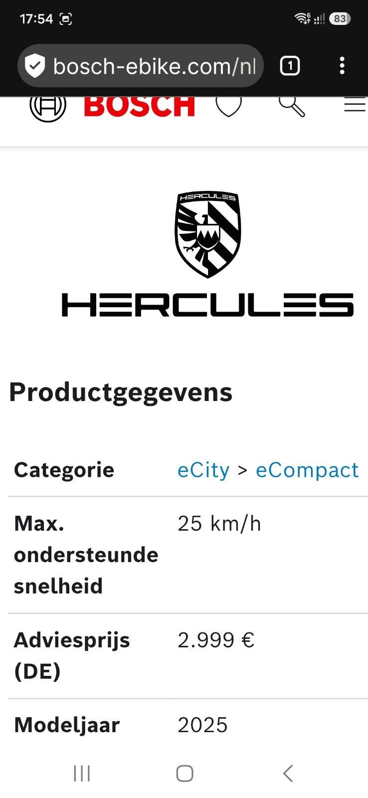 Nog nieuwe High end Hercules Vouwfietsen! Bosch middenmotor., Ophalen of Verzenden, Nieuw, Overige merken
