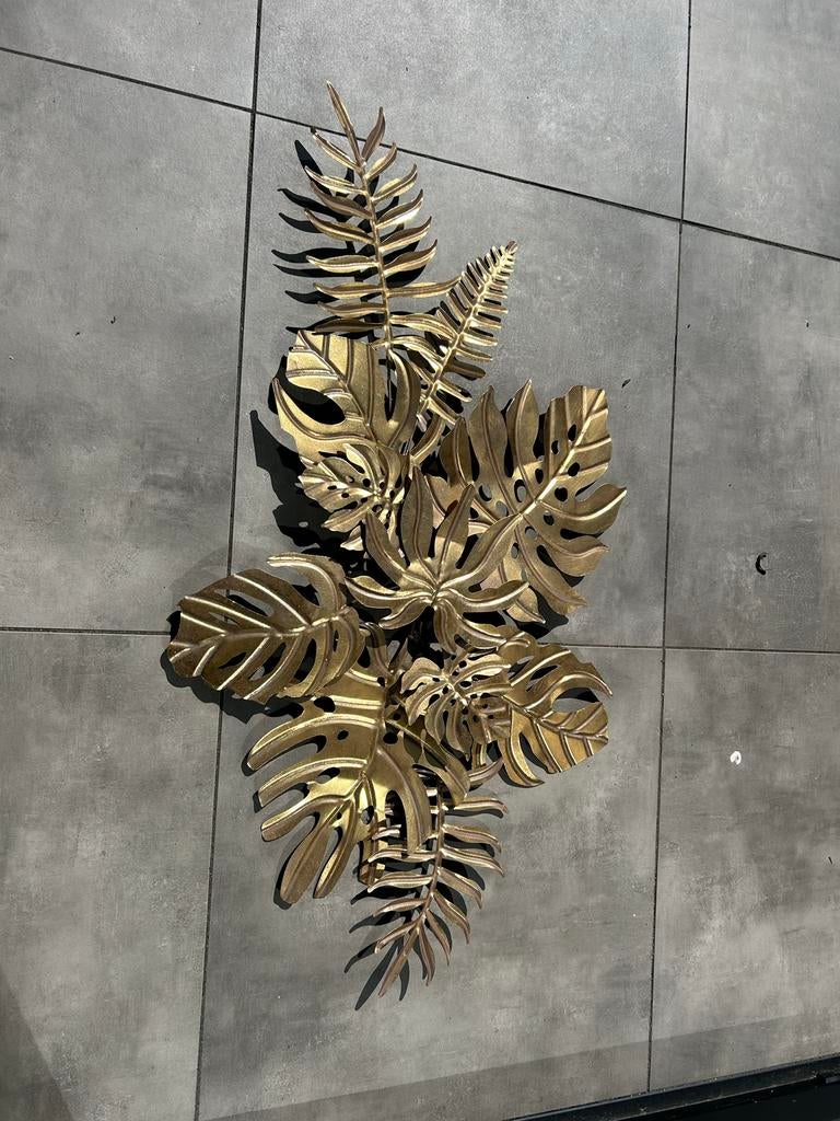Mooie gouden wanddecoratie bloemen, Ophalen, Metaal, Decoratieobject, Overige stijlen