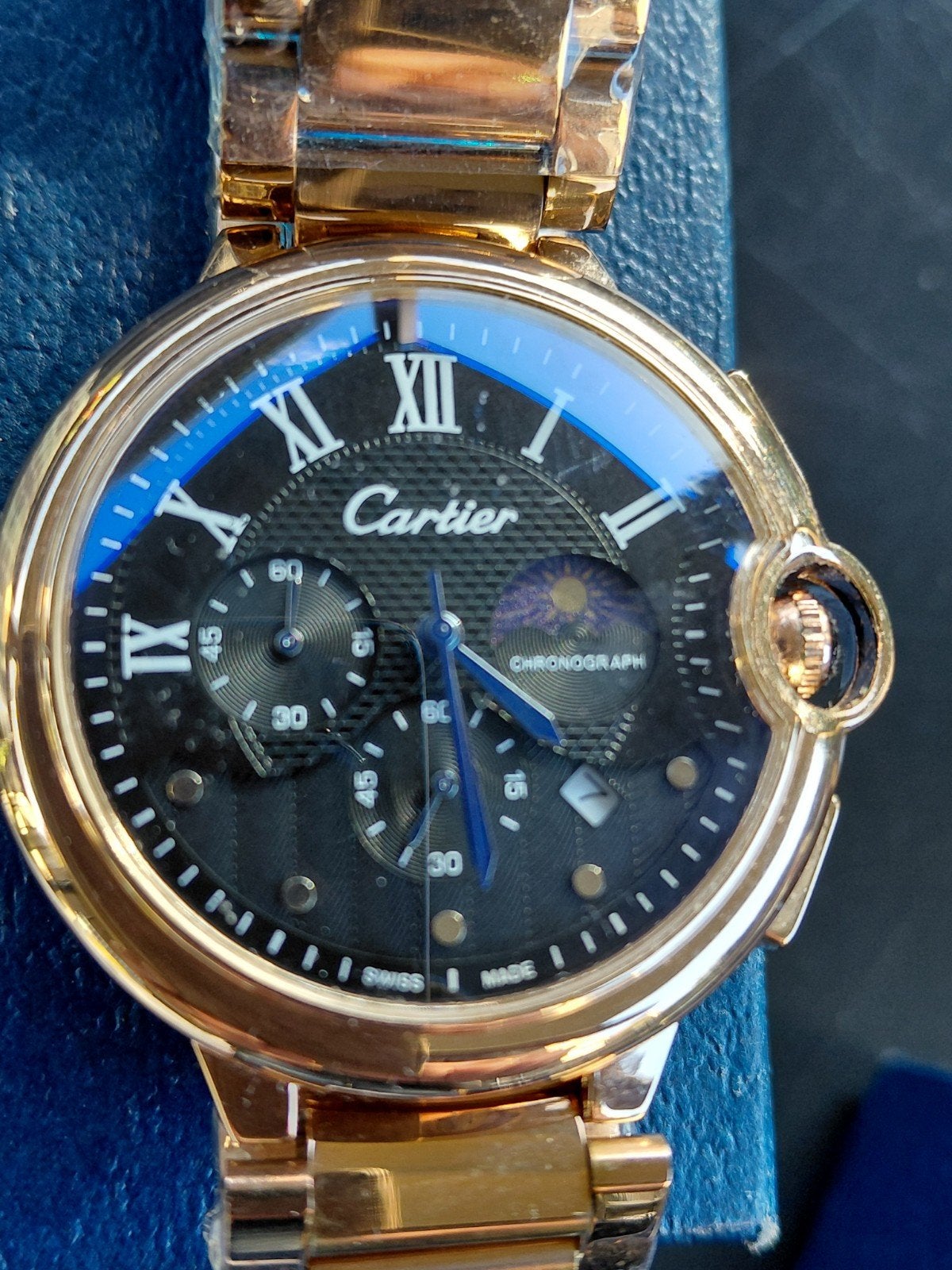PRACHTIG NIEUW CARTIER HORLOGE MET CHRONOGRAPH , DATUM EN ME, Ophalen of Verzenden, Nieuw, Staal, Overige merken
