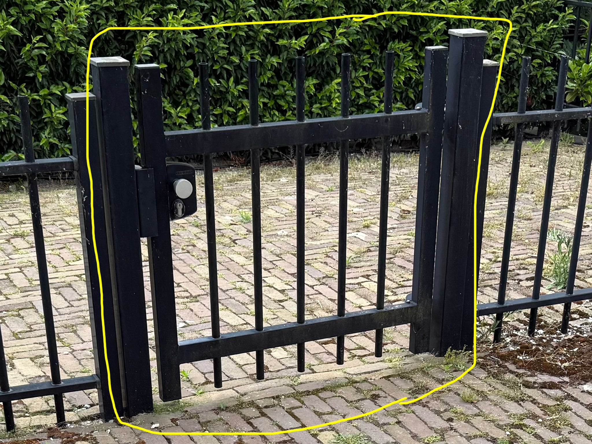 Gegalvaniseerde stalen poort met slot, 100x125cm, zwart, Tuin en Terras, Tuinhekken en Hekwerk, Ophalen, Met poort, Gebruikt, Tuinhek