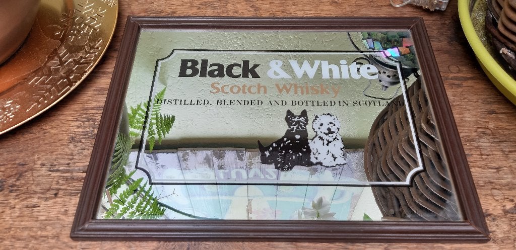 Authentieke reclamespiegel Black & White whisky, Verzamelen, Merken en Reclamevoorwerpen, Ophalen of Verzenden, Nieuw, Reclamebord