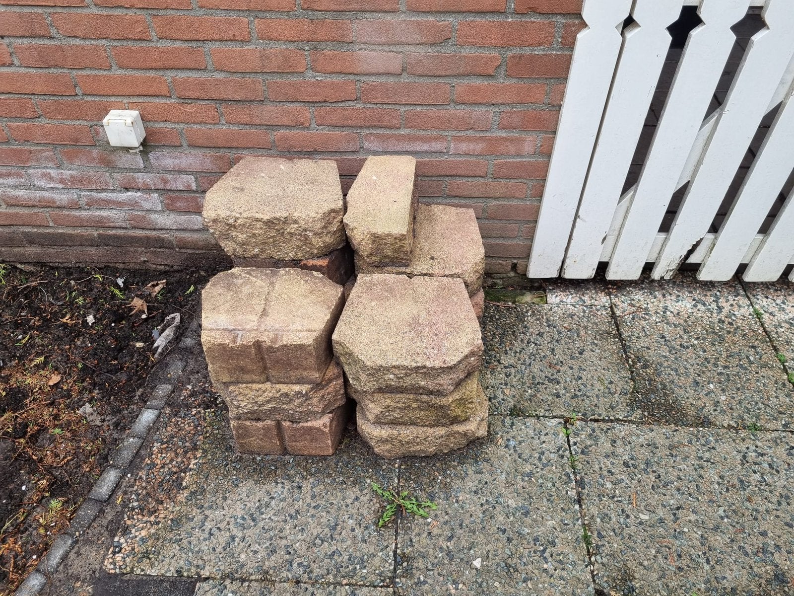 Stapelstenen / borderstenen ca. 30x21x12 cm geel-bruin, Tuin en Terras, Ophalen, Gebruikt, Overige typen, Minder dan 5 m²